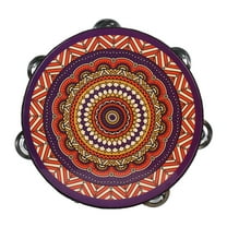 8-Inch Wooden Handheld Tambourine with Double Row 12 Metal Jingles - Musical Percussion Instrument for Kids, Adults, Church, KTV, Parties