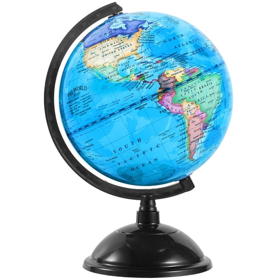 8 Inch World Globe with Stand Rotating Earth Spinning Globe for Geography Classroom Education or Decorations (Blue)