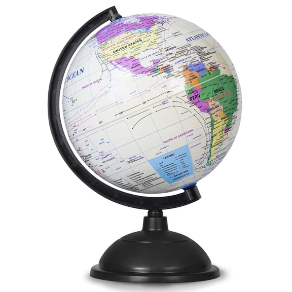 8 Inch World Globe with Stand Rotating Earth Spinning Globe for Geography Classroom Education or Decorations (Blue)