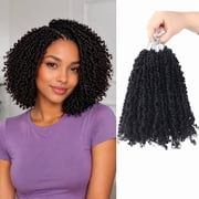 8 inch Yanky Twist Crochet Hair for Black Women, 8 Packs Pre-twisted Natural Kinky Mini Spring Small Curly Senegalese Twist Braids 1B