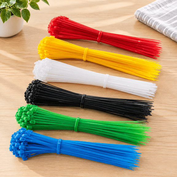 8 Inch Zip Ties (Tying Length 6.7"), Nylon Cable Ties, 6 Multi-colors