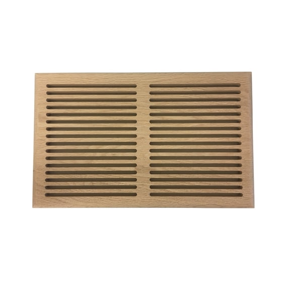 8 Inch x 14 Inch Red Oak Hardwood Vent Floor Register Surface Mount, Slotted Style, Unfinished
