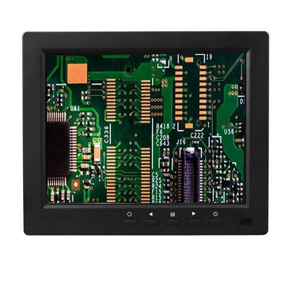8 Inches / 20.3 cm IPS Monitor Industrial Microscope Display Screen with 0.98 Inches / 25 mm Support Rod, 1024x768 High Resolution HDMI Screen Panel for Laboratory Inspection