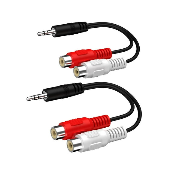 8 Inches 3.5mm Male to 2 RCA Female Jack Stereo Audio Y Cable Adapter for Smartphones, Tablets, MP3, Home Theater, HDTV, Gaming Consoles, Hi-Fi Systems and More(2 Pack)