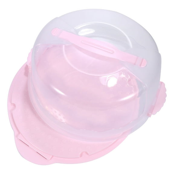 8 Inches Cake Box Portable Handheld Cake Packaging Food Storage Case Fresh Keeping Container with Lid (Pink)