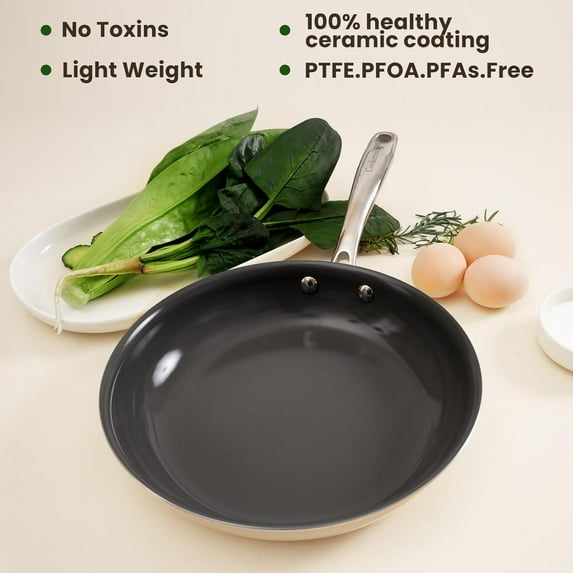 8 Inches Ceramic Nonstick Frying Pan - PFOA PTFE PFAS , Induction Gas Electric Compatible