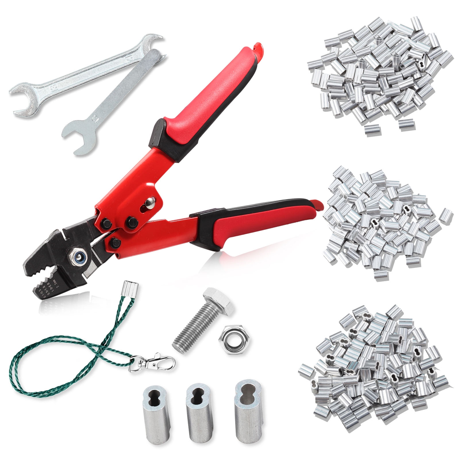 8 Inches Fishing Crimping Pliers with 180 Pcs Aluminum Double Barrel ...