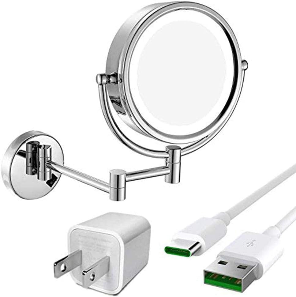8 Inches LED Lighted Hardwired Wall Mount Makeup Mirror, with 3X ...