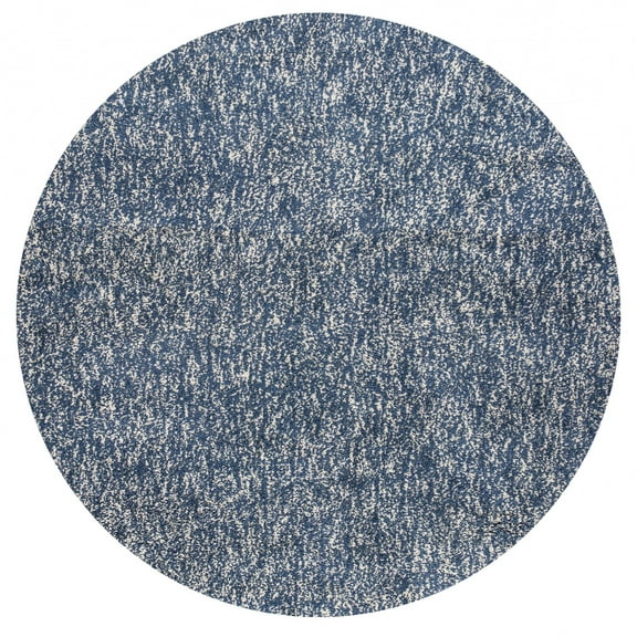 8' Indigo Ivory Heather Round Indoor Shag Rug