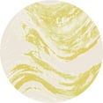 thumbnail image 1 of 8' Ivory Gold Machine Woven Abstract Waves Round Indoor Outdoor Area Rug, 1 of 3