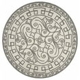 thumbnail image 1 of 8' Ivory Grey Hand Woven UV Treated Greek Key Medallion Round Indoor Outdoor Area Rug, 1 of 2