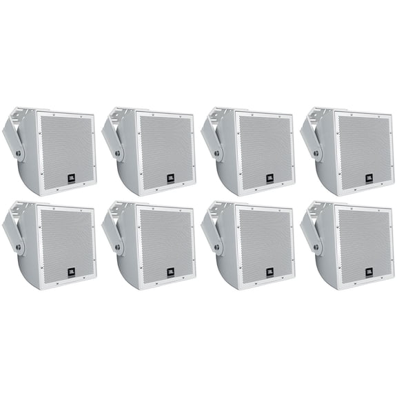 (8) JBL AWC82 8" White Indoor/Outdoor 70V Surface Mount Commercial Speakers