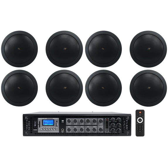 (8) JBL CONTROL 14C/T-BK 4" 25w 70v Black In-Ceiling Speakers+Amplifier