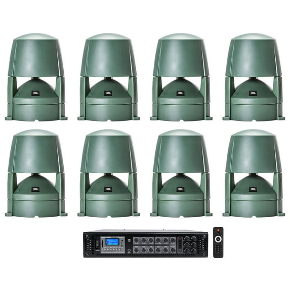 (8) JBL CONTROL 85M 5.25" Commercial 70v Outdoor Landscape Speakers+Amplifier