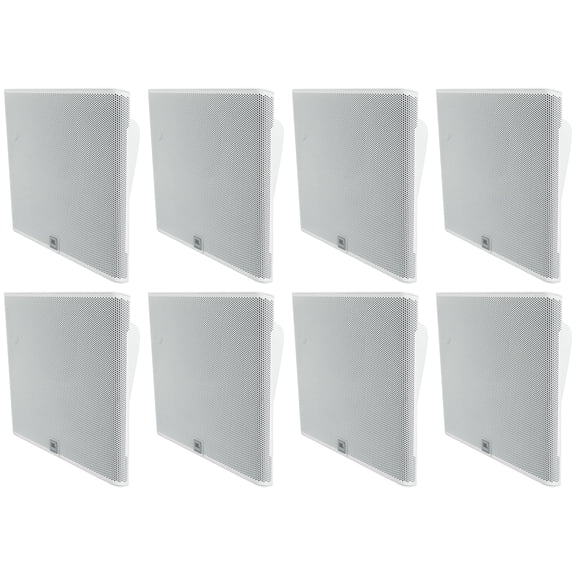 (8) JBL SLP14/T-WH Low-Profile On Wall Mount White 4" 70v Commercial Speakers