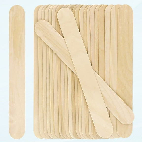 8'' Jumbo Craft Sticks, 60pcs Extra Large Natural Premium Wood, Ice Cream Sticks, Jumbo Sticks, Large Tongue Depressors, Plant Labels, Hair Removal and Waxing Supplies, Crafts