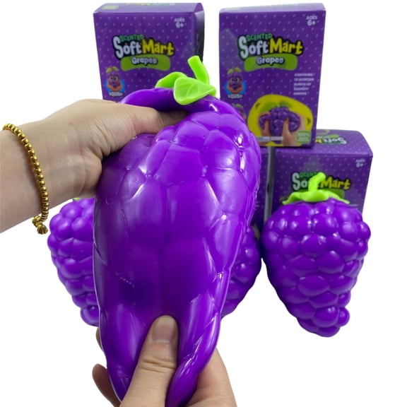 8"Jumbo Grape Squeeze, Large Grape Squishy, Large Grape Squishy Jumbo, Purple Grape Crazy Squishy Ball Jumbo Fruit Stress Ball Slow Rising Soft Squeeze Sensory Fidget for Classroom Rewards-1PC