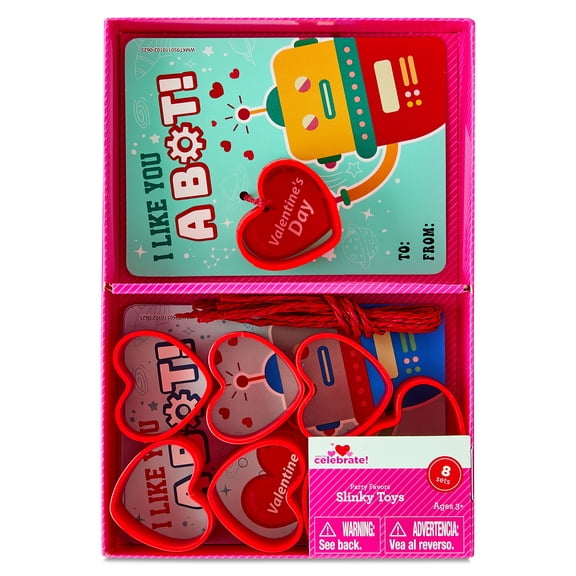Classroom Exchange Cards with Heart-Shaped Slinky Party Favors, Red, 8 Count, Valentine's Day by Way To Celebrate
