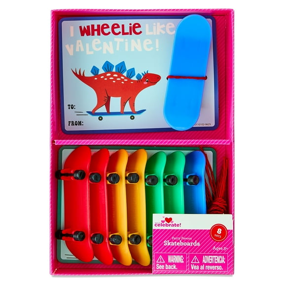 Classroom Exchange Cards with Skateboard Party Favors, Multicolor, 8 Count, Valentine's Day by Way To Celebrate