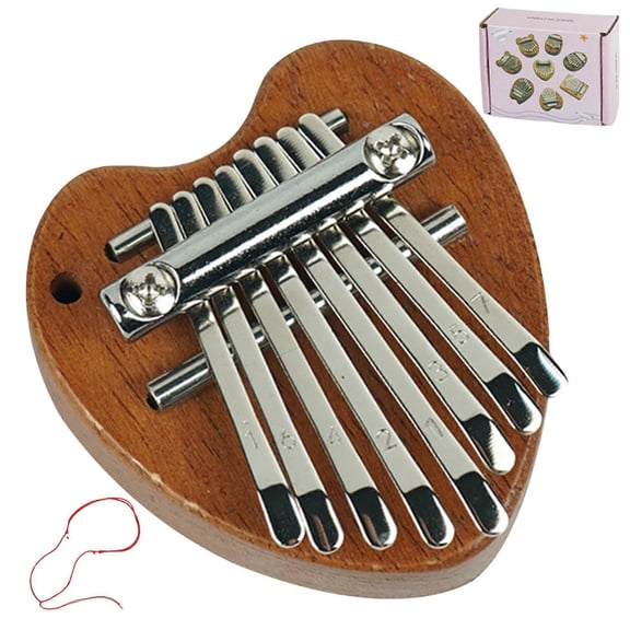 8 Key Heartform Thumb Piano Portable Finger Piano With Lanyard For Kids Adults Beginners Music Instrument
