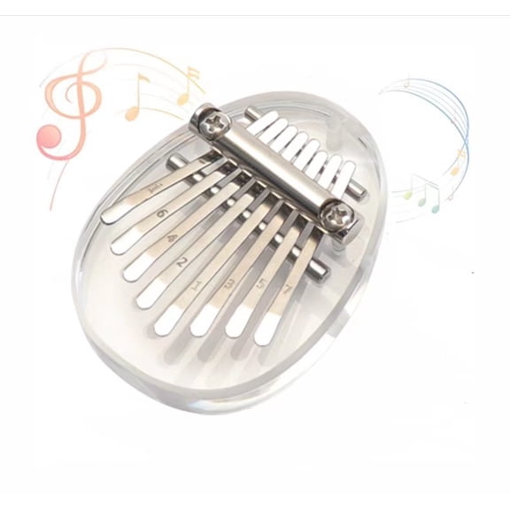 8 Key Mini Kalimba High Quality Exquisite Finger Thumb Piano Marimba Musical Good Accessory Pendant Gift White, Oval