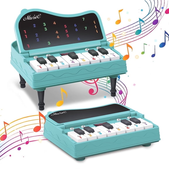 8 Keys Piano for Kids, Mini Piano Keyboard Toy, Music Toy Instruments with LED Screen & Light-Up Keys, Music Interactive Birthday Gift 4 5 6 Year Old Boy Girl Child (Green)