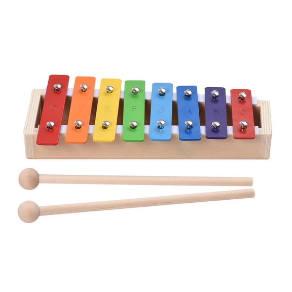 8 Keys Rainbow Xylophone Glockenspiel, Wooden Percussion Instrument with Mallets, Educational Musical Toy Gift for Toddlers Kids 18 Years