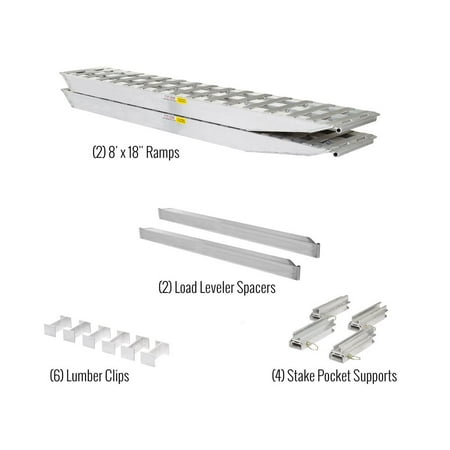 8'L x 18inW 2-Bunk Load Leveler 2-Ramp System for 24inH Step Deck Trailers 23,500 lb. Capacity