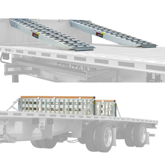 8' L x 20in W 2 Bunk Load Leveler / 2 Ramp System for 20in H Step Deck Trailers - 23, 500 lb. Capacity