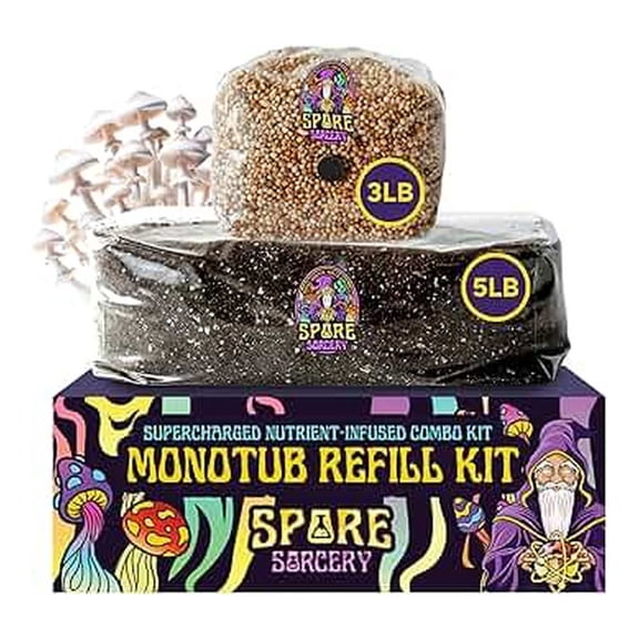 8 LB Monotub Refill Kit | Includes: 3 LB Sterilized Milo Sorghum Grain & 5 LB Premium CVG Bulk Substrate | Nutrient-Enhanced, Just Add Your Own Spores & Grow Like Magic