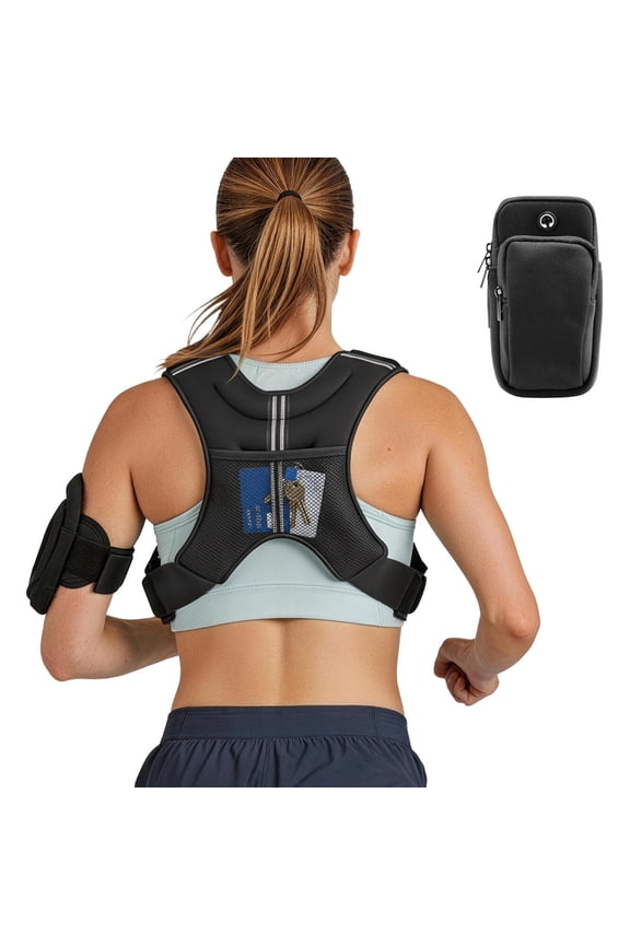 8 LBS Lightweight Weighted Fitness Vest with Reflective Stripe Adjustable Buckle, Workout Training Jacket for Men Women Strength Training Running Muscle Building Weight Loss
