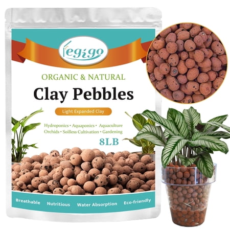 8 lb Organic Leca Clay Pebbles for Plants, 4mm-16mm 100% Natural Leca Balls for Indoor Plants, Hydroton Clay Pebbles for Plants Hydroponic Aquaponics Growing Orchid Drainage Terrarium