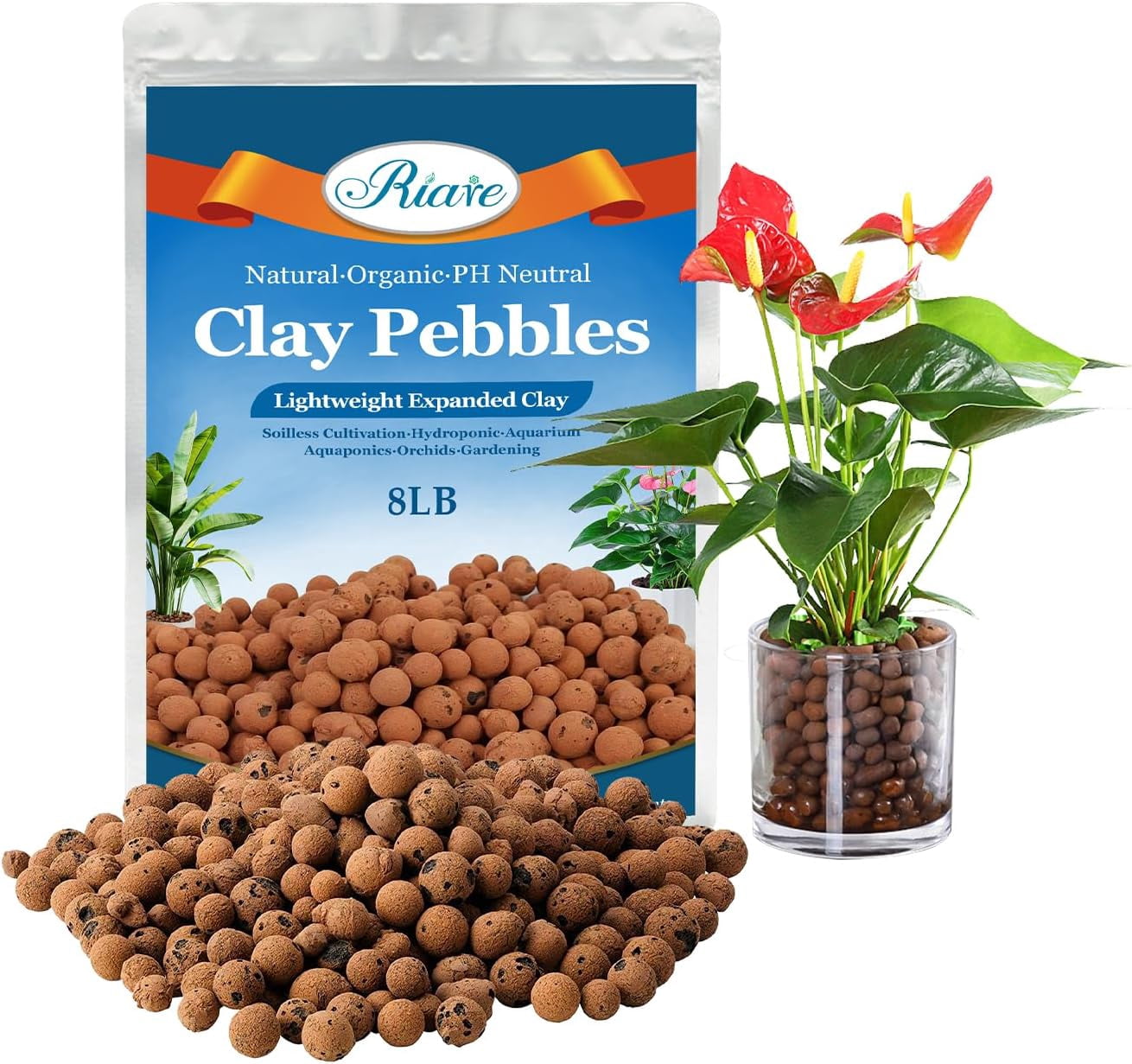 Organic Clay Rocks 8 LBS Organic Expanded Clay Pebbles - 4mm-16mm Natural Leca Balls ...