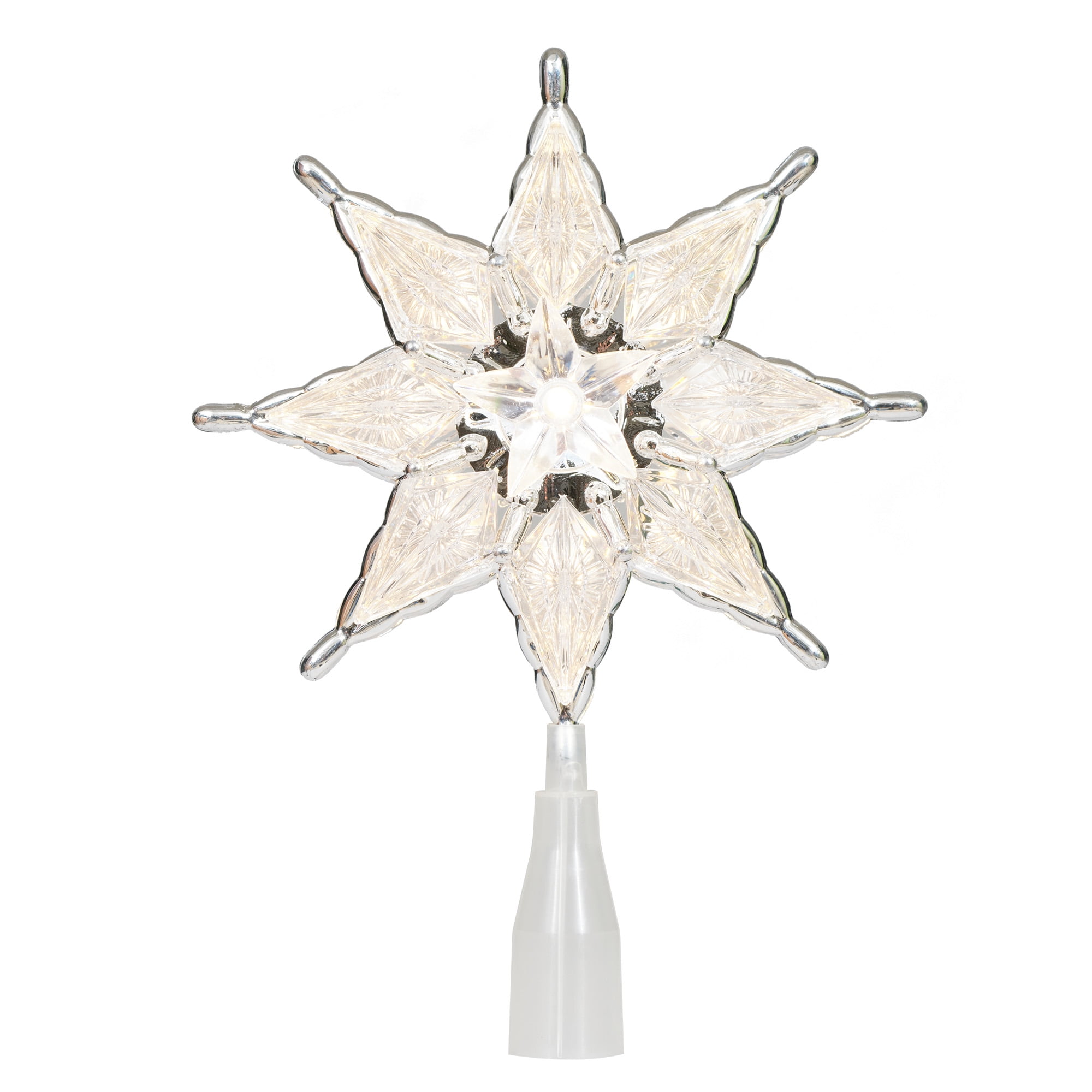 Holiday Time 8-inch Silver-Trim Clear Star Christmas Tree Topper