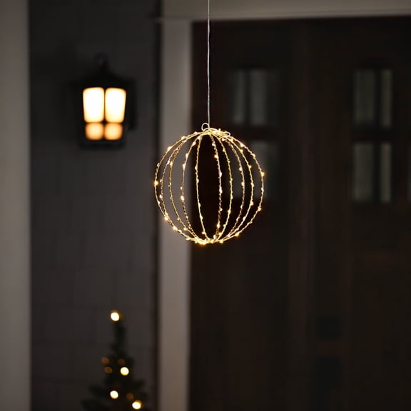 Northlight LED Lighted Hanging Ball Christmas Decoration - 8" - Warm White Lights