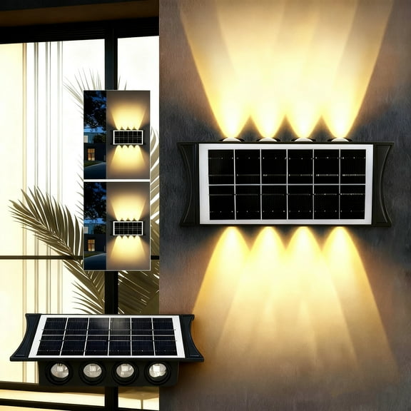 8 LED Outdoor Solar Fence & Deck Lights, Waterproof Motion-Activated Wall Sconces, Dusk to Dawn Security Lighting for Walkways, Patios, and Gardens – Warm & White, Quick Charge, Easy Installation