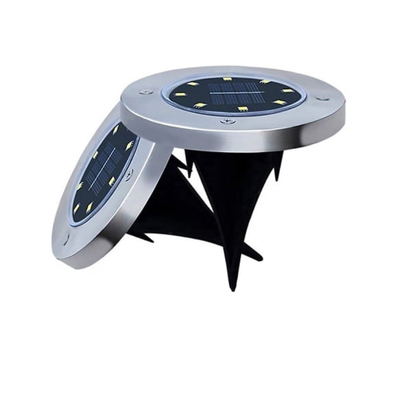8 LED Solar Ground Lights, Waterproof Outdoor Disk Lights for Garden Pathway-8-light underground lamp warm light 12 pieces set