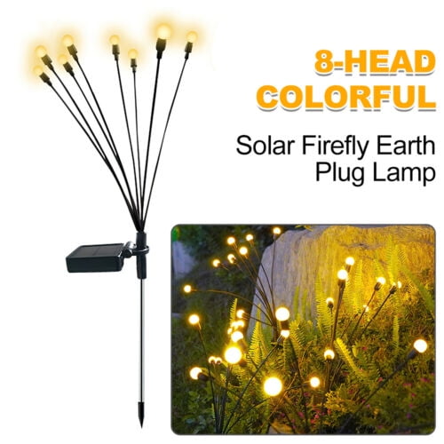 8 LED Solar Powered Firefly Swaying Lawn Lights Outdoor Garden Landscape Lamp