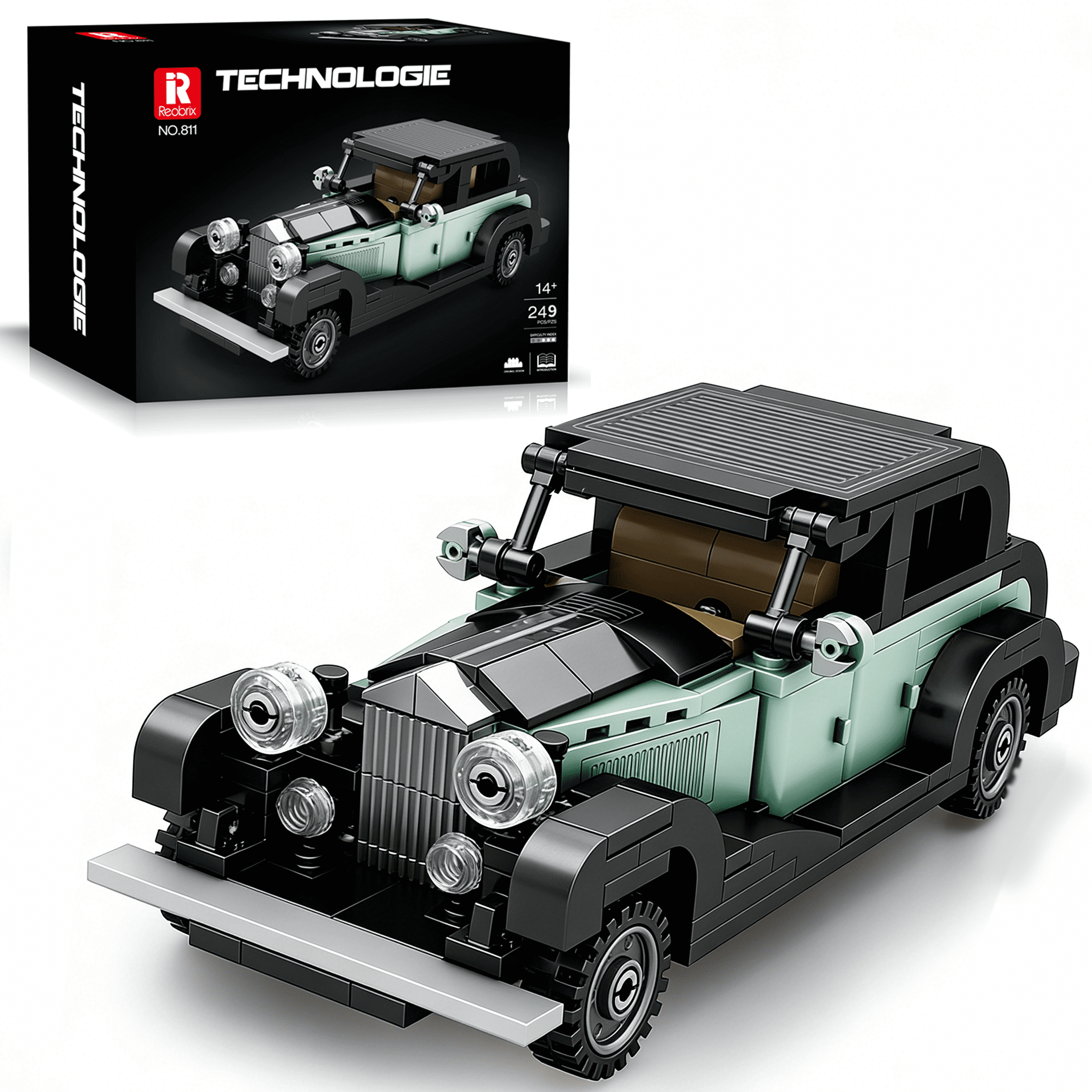 Reobrix 8 LITER Classic Vintage Car Building Blocks Set