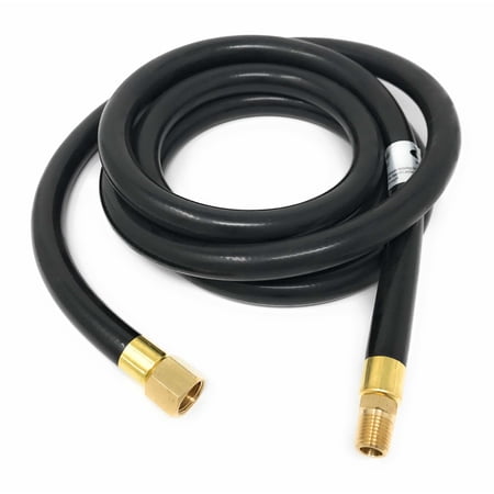 8' LP Propane Gas Hose Assembly 3/8" Female Flare x 1/4 Male NPT Brass [3643] Low Pressure for LP Gas Tanks RV BBQ Grills Heaters
