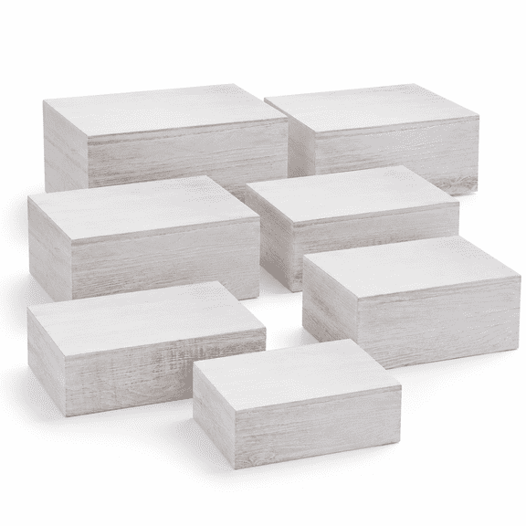 8 Large 13.7" Wood Risers Display Vintwhite