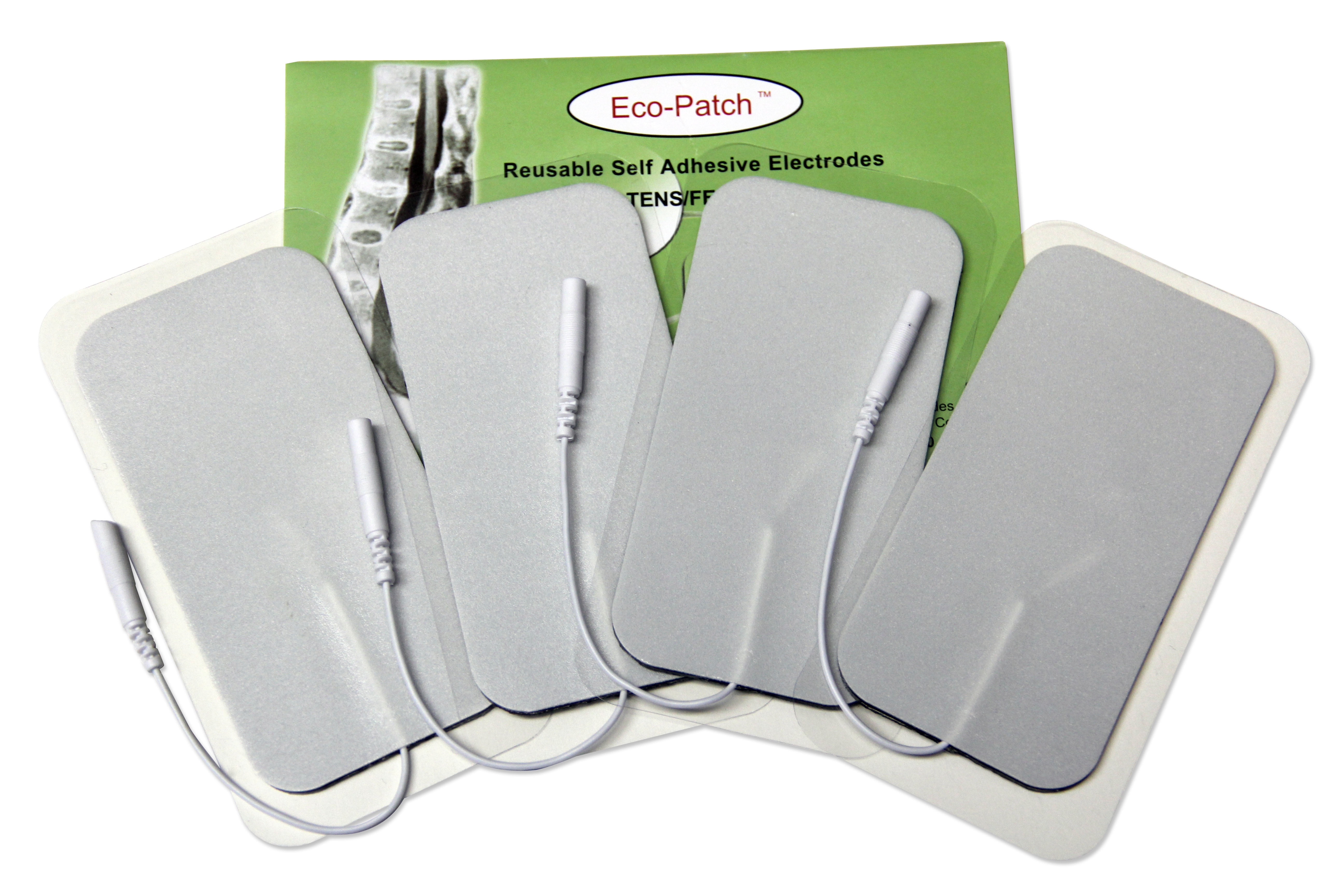 8 Large 2.0 inchx 4.0 Electrodes for Tens EMS Stimulators Gel Adhesive and Comfortable White Foam Backing by Eco Patch