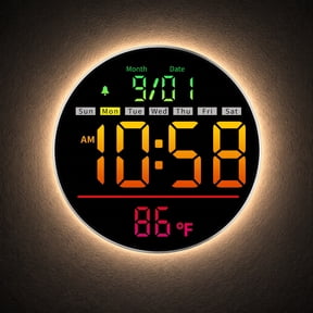 LEIKE 8" LED Large Digital Wall Clock Large Numbers, Plug-in Digital Alarm Clock with Remote for Bedroom, Auto DST, Temperature & Humidity
