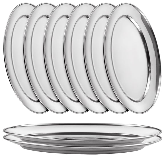 8 Large Stainless Steel Oval Serving Trays
