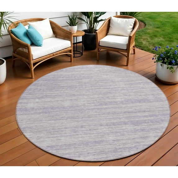 HomeRoots 613111 8 ft. Lavender & Lilac Round Abstract Washable Indoor & Outdoor Area Rug