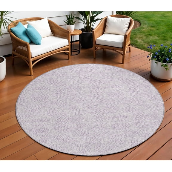HomeRoots 602421 8 ft. Lavender & Purple Round Geometric Washable Indoor & Outdoor Area Rug