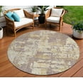 thumbnail image 1 of 8' Lavender Gold And Beige Round Abstract Washable Indoor Outdoor Area Rug, 1 of 5