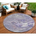 thumbnail image 1 of HomeRoots 602637 8 ft. Lavender, Purple & Gray Round Abstract Washable Indoor & Outdoor Area Rug, 1 of 5