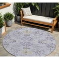 thumbnail image 1 of HomeRoots 605481 8 ft. Lavender, Purple & Gray Round Floral Washable Indoor & Outdoor Area Rug, 1 of 5