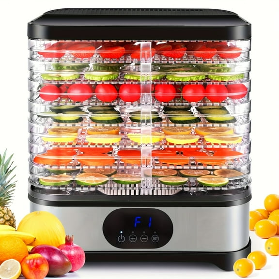 8-Layer 400W Food Dehydrator for Meat, Fruit, Vegetables & Pet Snacks - Adjustable Temp & Timer, Stainless Steel, 72H Drying, Electric Food Dryer